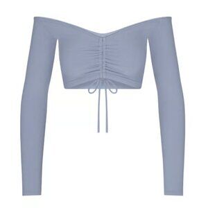 SKIMS "Soft Lounge" Ruched Long Sleeve Crop Top